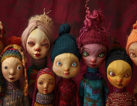 Colourful tiny girl baby dolls for sale at retail shop at Christmas market, New Market area,