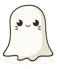 Ghost hand drawn boo illustration vector, Cartoon Halloween ghost, Cute ghost Halloween theme flat vector illustration