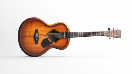 3D Realistic Brown Guitar with Detailed Strings - Isolated Image