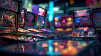 Pinball Machines in a Retro Arcade