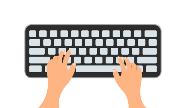 Keyboard Hand Typing Work Vector Illustration