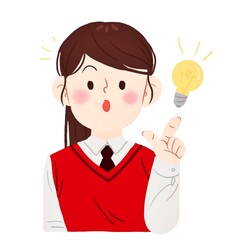 a girl is thinking and coming up with ideas