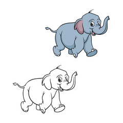 baby elephant drawing with line art style. simple design outline style. easy to edit. vector illustrations