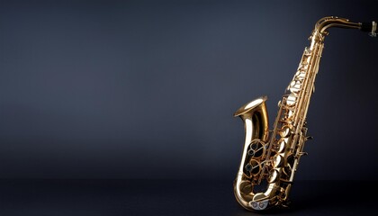 Obraz premium An Instrument - Saxophone Instrument Standing On a Clean Background. Beauty Photo. 