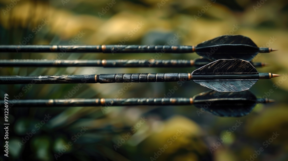 Poster Three arrows stuck together with other arrows, suitable for use as an abstract or geometric design element