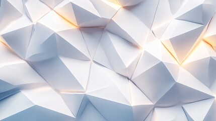 Fototapeta premium 3D Interconnected Triangular Mesh - White, Soft Lighting