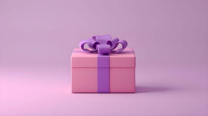 prezent, wstążka, fioletowy, pastelowy, styl cartoonowy, jaskrawe kolory, ilustracja 3D, minimalistyczny, celebracja, niespodzianka, hojność, proste formy, elegancki, tło, święta, prezent, promocja, 