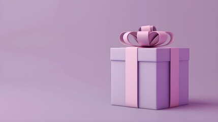 prezent, wstążka, fioletowy, pastelowy, styl cartoonowy, jaskrawe kolory, ilustracja 3D, minimalistyczny, celebracja, niespodzianka, hojność, proste formy, elegancki, tło, święta, prezent, promocja, 