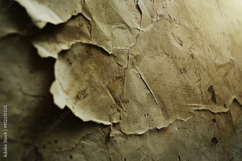 Poster a close-up view of peeling paint on a worn-out wall, suitable for use in property or maintenance rel