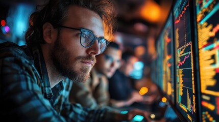 Fototapeta premium Financial Technologists Testing Fintech Tools for Optimal Functionality
