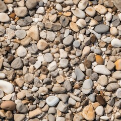 Naklejka premium Heap of Sand, Gravel, Pebbles and Concrete Mix for Construction Closeup, Sandy Ground with Small Stones