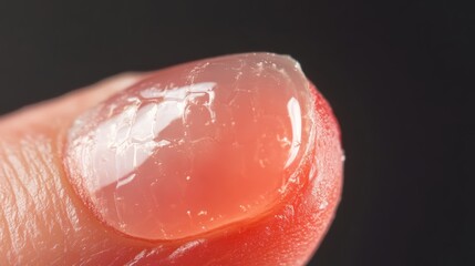 Fototapeta premium Close-Up of Skin Blister with Clear Fluid on Finger - Medical Image