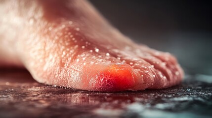 Fototapeta premium Fluid-Filled Blister on Foot: Close-Up Image - Medical Condition