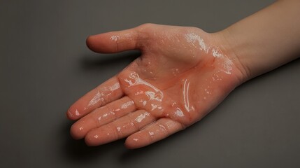 Fototapeta premium Clear Fluid-Filled Blister on Palm: Causes, Treatment, and When to See a Doctor