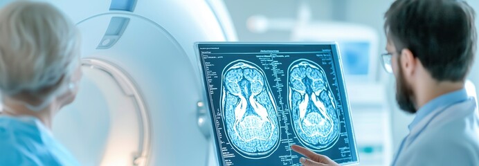 Healthcare professional explaining MRI results to patient, diagnostic consultation, patient understanding