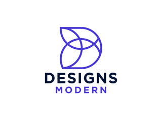 Abstract Initial Letter D Logo.  with Negative Space inside. Usable for Business and Technology Logos.