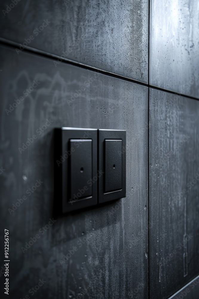 Aufkleber a close-up of two black switches on a wall, suitable for use in an industrial or technical setting