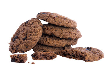 stack of chocolate chip cookies isolated