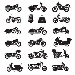 Design very stylish black pictograms that represent motorcycle  items icon set