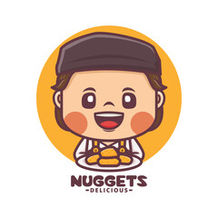 nuggets cartoon mascot, suitable for culinary businesses