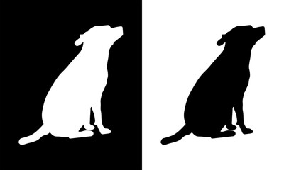Robin Deluca dog pet animal silhouette. Good use to for symbol, logo, web icon, mascot logo, sign, sticker design, vector, animal or any design you wany. Easy to use..ai