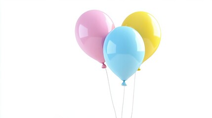 Three Balloons in Pink, Blue, and Yellow