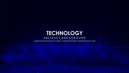 Futuristic wave dots with concept big data. Abstract digital technology background.