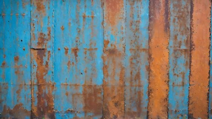 Obraz premium Rusty orange blue steel wall texture. Grunge metal background
