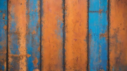 Obraz premium Rusty orange blue steel wall texture. Grunge metal background
