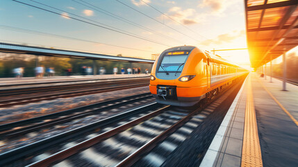 Fototapeta premium Speed and Efficiency, High-Speed Train Captures the Essence of Modern Travel