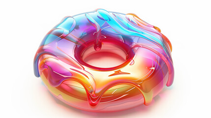 3D Melting Donut with Colorful Glossy Finish on White Background Ideal for Dessert and Bakery Marketing