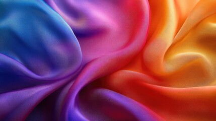 Obraz premium Close-up of vibrant silk fabric with flowing patterns, luxurious texture