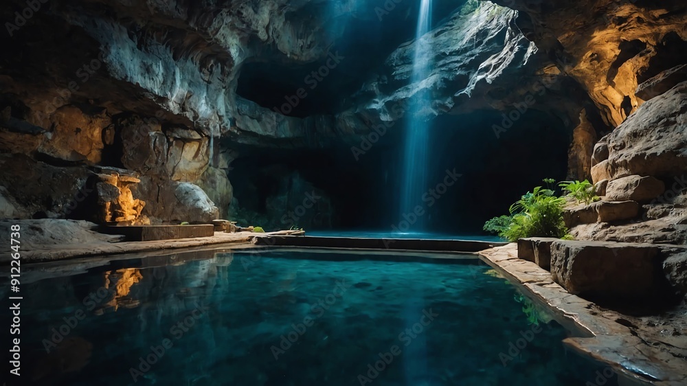 Canvas Prints subterranean pools in the deep cave background backdrop