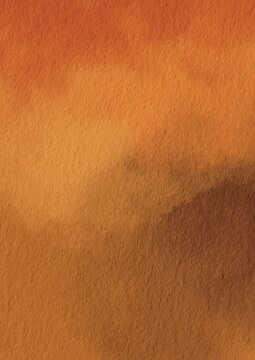 Abstract orange, yellow and brown watercolor grunge background illustration for decoration on rustic, historical and Autumn seasonal.