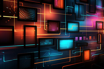 Obraz premium RTX Realms Explored A Symphony of Futuristic Shapes Rangercore Rhythms Navigating the Dynamic Linescape