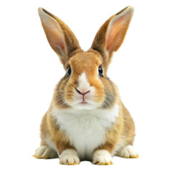 Happy brown and white rabbit isolated on transparent background