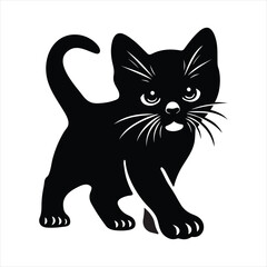 A cute cat silhouette color vector art illustration