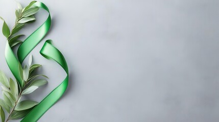 An elegant poster featuring mental health awareness symbols like the green ribbon, paired with inspirational quotes and supportive messages