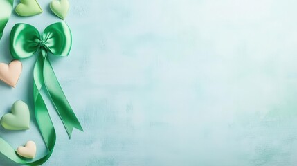 An elegant poster featuring mental health awareness symbols like the green ribbon, paired with inspirational quotes and supportive messages