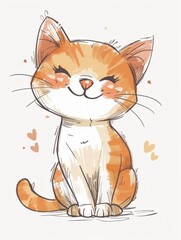 Obraz premium Cute Cat Doodle Illustration for Merchandise Clothing, Fashion Textile, Sport Apparel and Clothes Design Printing, Street Art Graffiti Pattern, Colorful Streetwear Design Bundle