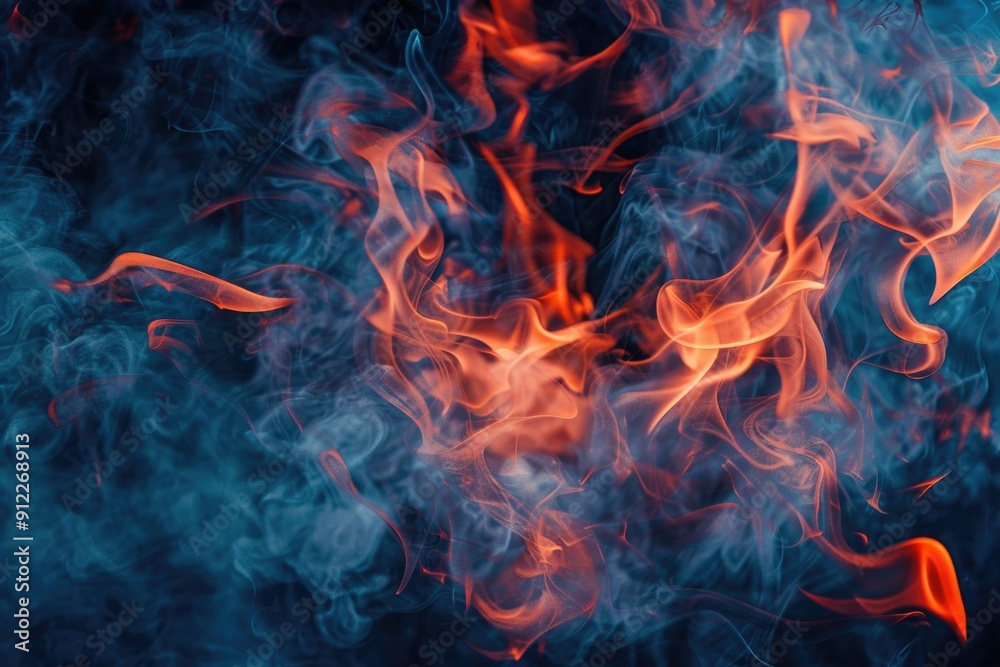 Poster a close-up view of crackling flames on a black background, perfect for use in scenes related to fire
