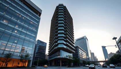Naklejka premium Contemporary Building with Glass and Concrete Facade
