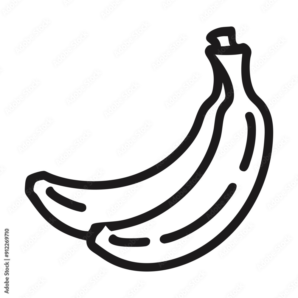 Wall mural line drawing of a single banana with a second one partially visible. vector illustration
