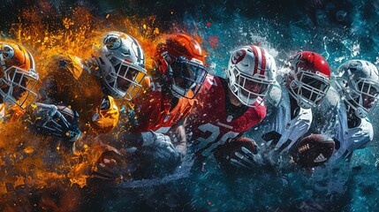 A sports team collage with action shots and team logos