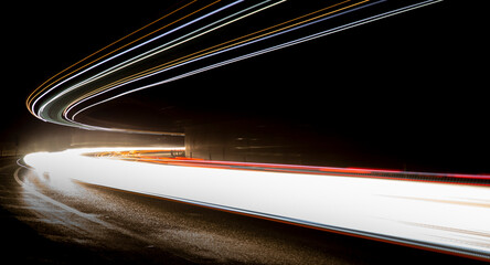 light trails in tunnel