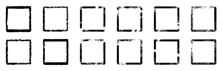 set of grunge square frames vector silhouettes