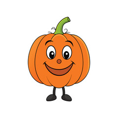 Obraz premium funny smiling pumpkin carton character, strock vector illustration, 