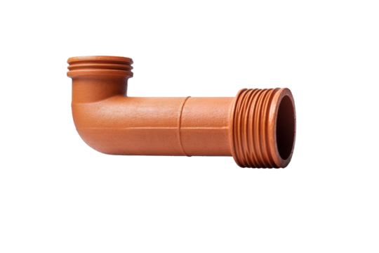 A Rusty Orange 90 Degree Pipe Elbow for Plumbing on a White or Clear Surface PNG Transparent Background.