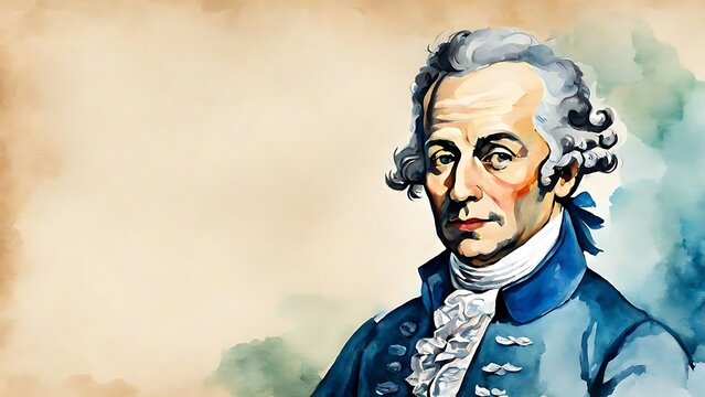 Illustration of  Immanuel Kant for quotes writing in water color painting background with blank canvas and space 