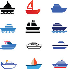boat icon set design